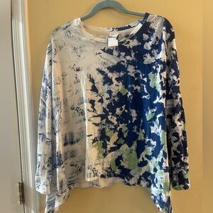 Akemi + Kin for Anthropologie art shirt with flared sleeves, size L